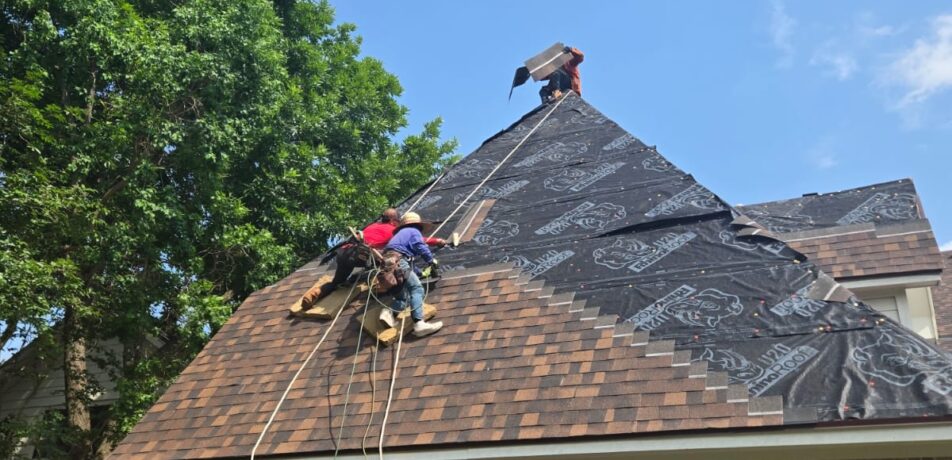 Large luxury home in Spring TX during roof replacement